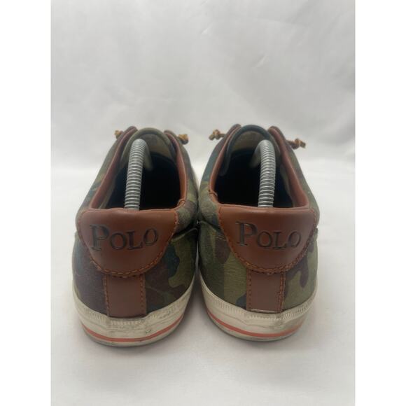 Mens Polo Ralph Lauren Vaughn Canvas Sneakers Green Camo Red Pony Size 12 D - Picture 6 of 10